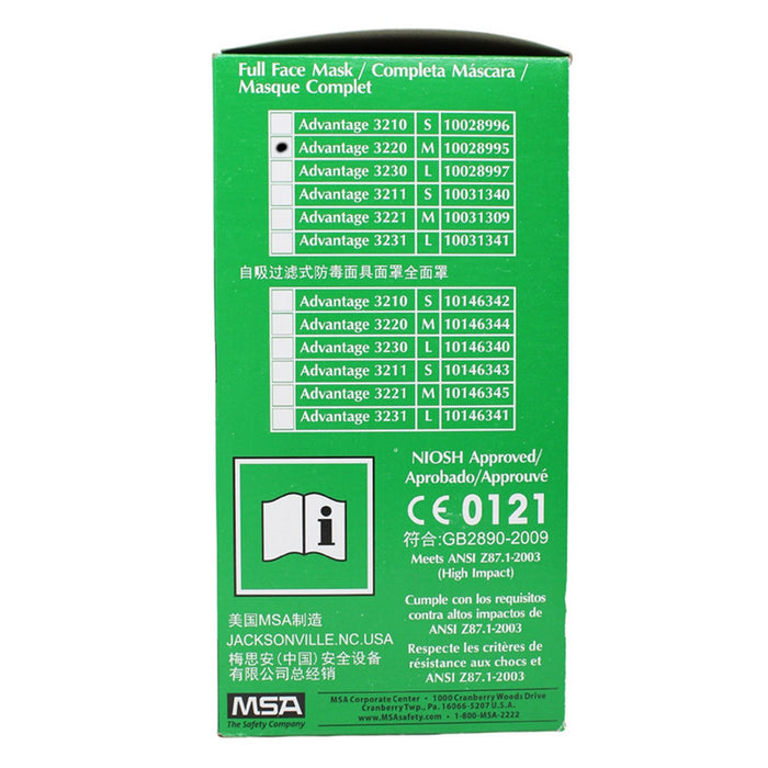Mặt nạ phòng độc, 2 phin lọc, loại che toàn mặt Advantage 3200 MSA 10028995 chuẩn kết nối Bayonet ( Ngàm xoay )