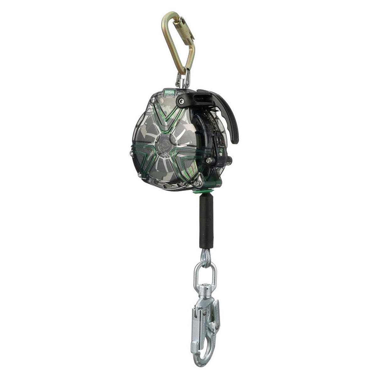 Cuộn cáp hãm chống rơi tự động, loại đơn dòng V-TEC Self-Retracting MSA 63315-00AEU chiều dài 15m, tải trọng 140kg