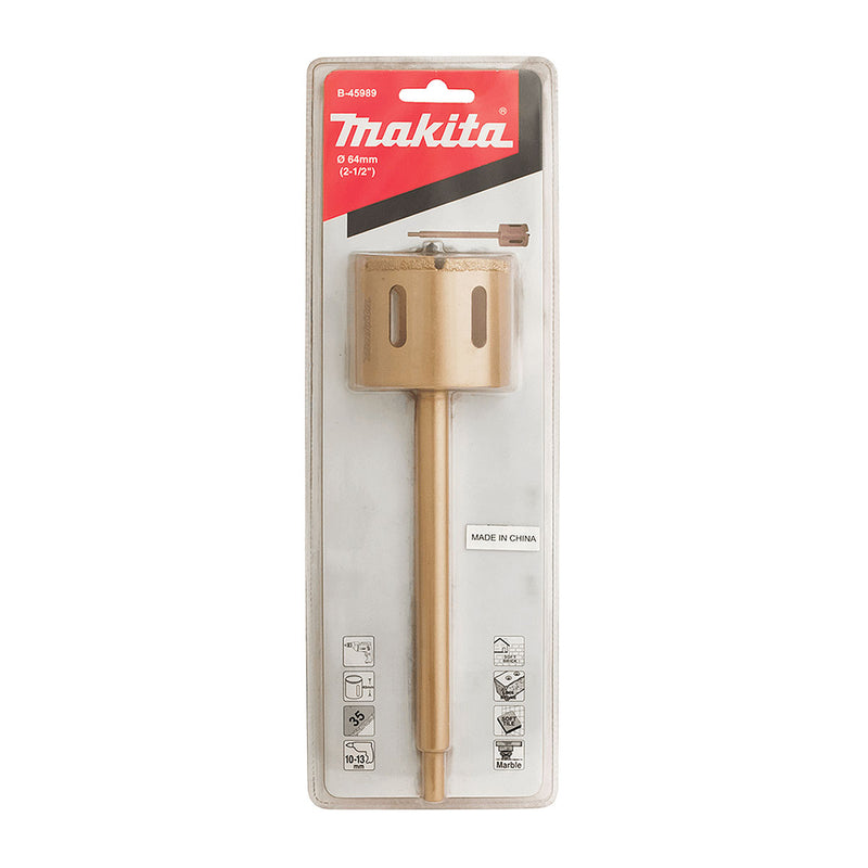 Mũi khoét lỗ kim cương có rãnh thu bụi Makita đuôi lục giác 12.7mm (1/2 inch) đường kính mũi từ 16mm-64mm