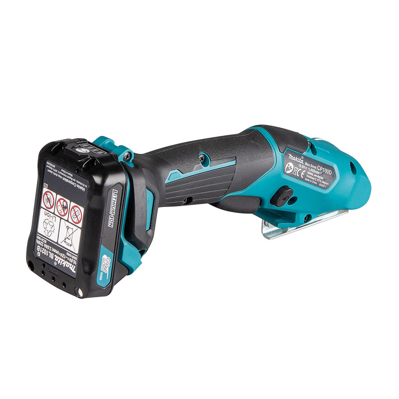 Máy cắt thảm, da, bạt và vật liệu mềm Makita CP100D dùng Pin 12Vmax CXT khả năng cắt tối đa 6mm