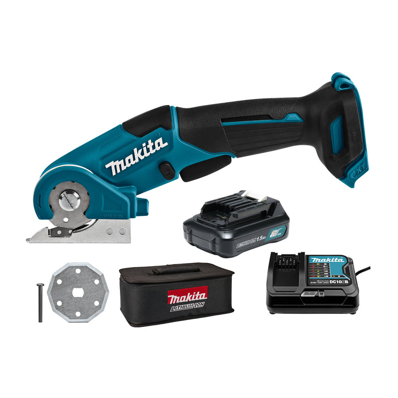 Máy cắt thảm, da, bạt và vật liệu mềm Makita CP100D dùng Pin 12Vmax CXT khả năng cắt tối đa 6mm