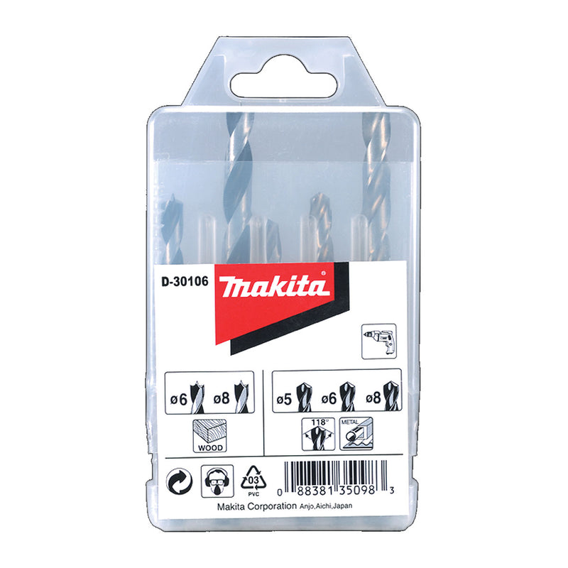 Bộ 5 mũi khoan kim loại và gỗ đuôi trơn Makita D-30106