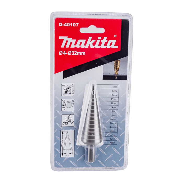 Mũi khoan tháp rãnh thẳng Makita D-40107 đuôi trơn, đường kính từ 4mm-32mm