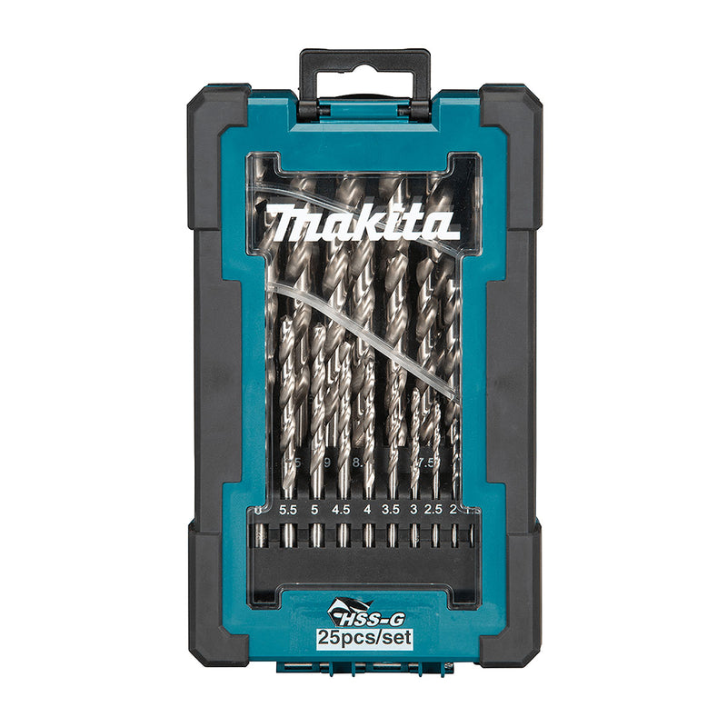Bộ 25 mũi khoan kim loại HSS-G đuôi tròn Makita D-67555 tiêu chuẩn DIN338