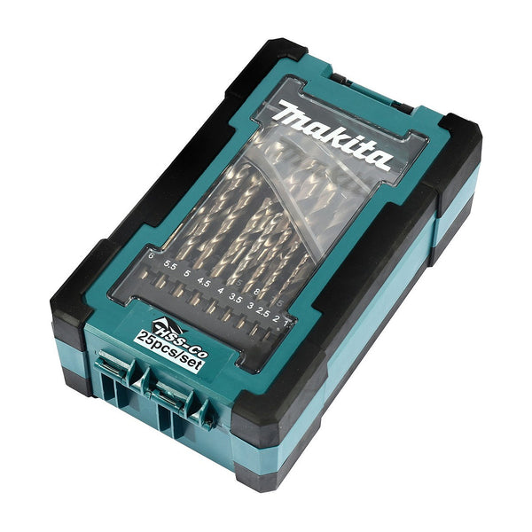 Bộ 25 mũi khoan Inox HSS-Co 5% Makita D-67577 đuôi tròn, kích thước từ 1mm-13mm