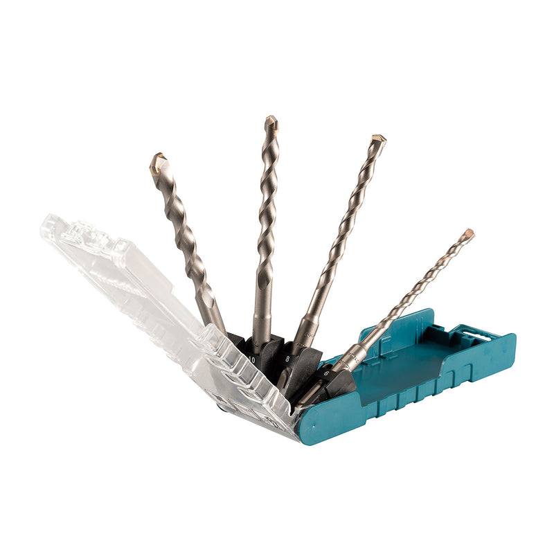 Bộ 4 mũi khoan bê tông TCT loại tiêu chuẩn đuôi gài SDS-Plus Makita D-74756 đường kính mũi từ 6mm-12mm ( Cấp 2 sao )