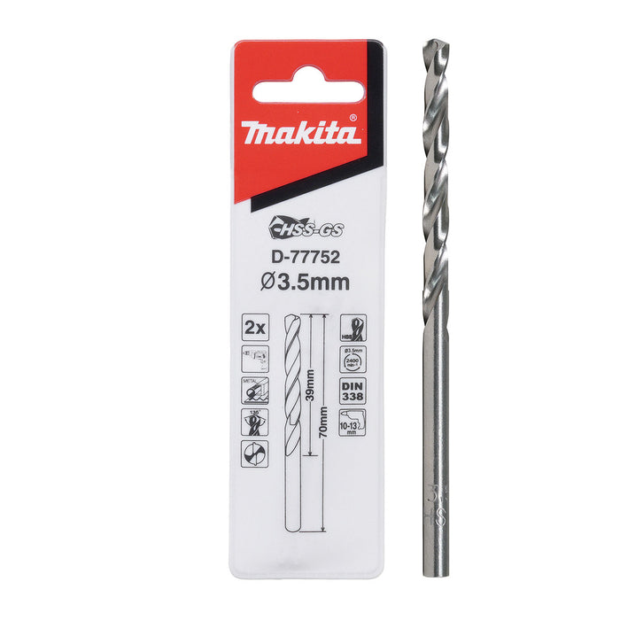 Mũi khoan kim loại HSS-GS Makita, đuôi tròn kích thước từ 1.0mm - 4.0mm, 2 mũi/hộp