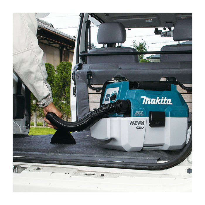 Máy hút bụi Makita DVC750L dùng Pin 18V x2 LXT, dung tích 7.5L, lực hút 6.7kPa, bộ lọc HEPA