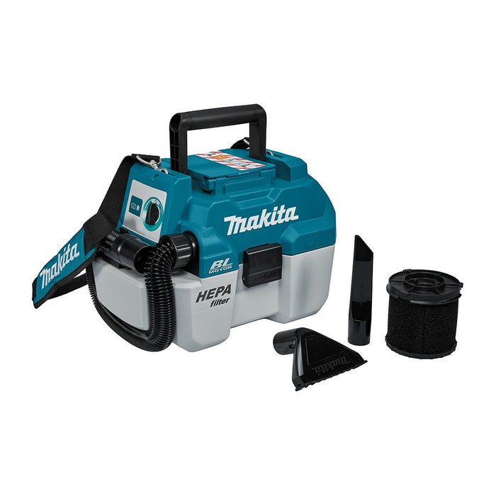 Máy hút bụi Makita DVC750L dùng Pin 18V x2 LXT, dung tích 7.5L, lực hút 6.7kPa, bộ lọc HEPA