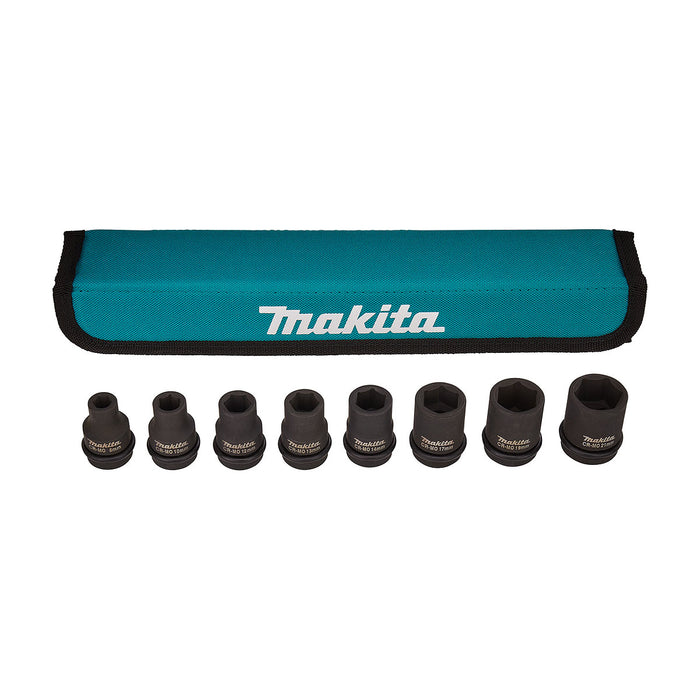 Bộ đầu tuýp 8 chi tiết cốt 1/2 inch Makita E-02989 kích thước từ 8mm-21mm thép Cr-Mo ( Cấp 3 sao )