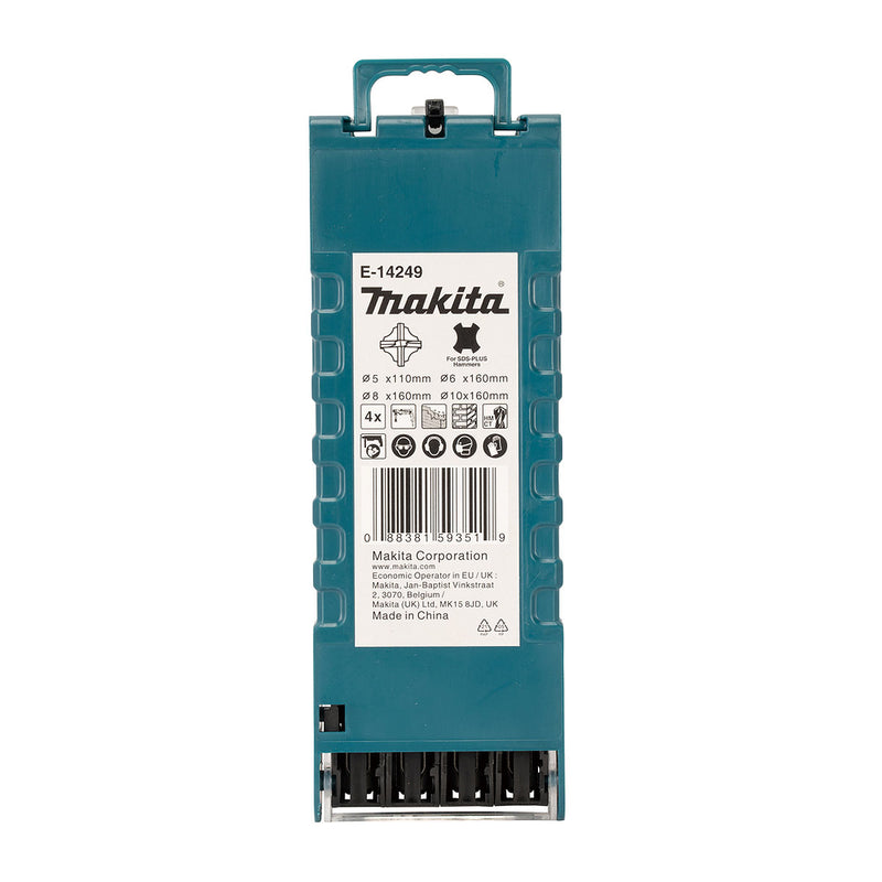 Bộ 4 mũi khoan bê tông TCT loại 4 cạnh Makita E-14249 đường kính mũi từ 5mm-10mm ( Cấp 3 sao )