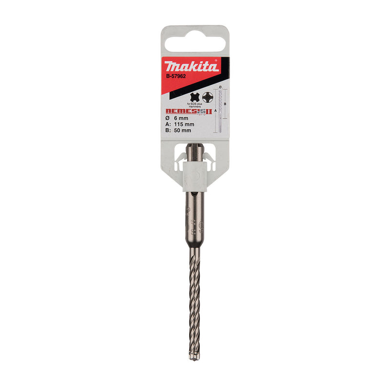 Mũi khoan bê tông TCT Nemesis II Makita đuôi gài SDS-Plus đường kính mũi từ 5mm-8mm ( Cấp 5 sao )