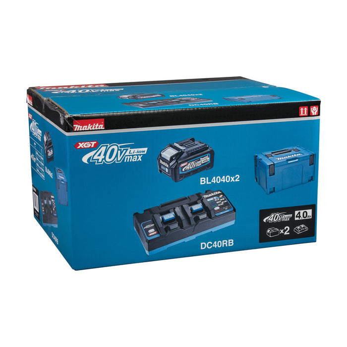 Bộ  2 Pin 40Vmax XGT 4.0Ah kèm sạc nhanh 2 cổng DC40RB và thùng Makpac số 3 Makita PSKG3 (mã số 191U00-8)