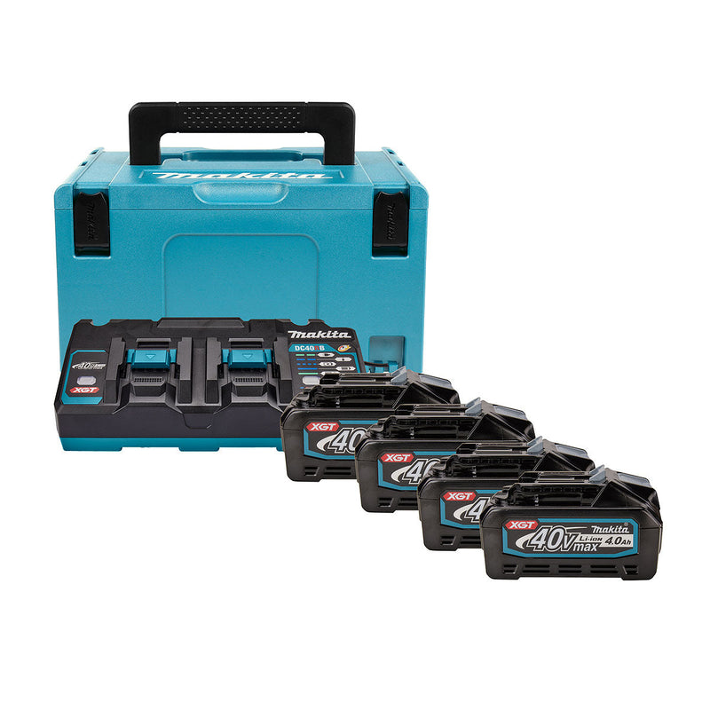 Bộ 4 Pin 40Vmax XGT 4.0Ah kèm sạc nhanh 2 cổng DC40RB và thùng Makpac số 3 Makita PSKG3 (mã số 191U28-6)