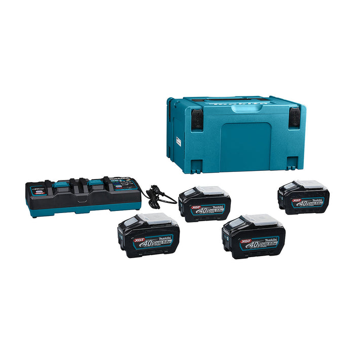 Bộ 4 Pin 40Vmax XGT 5.0Ah kèm sạc nhanh 2 cổng DC40RB và thùng Makpac số 3 Makita PSKG3 (mã số 191U42-2)