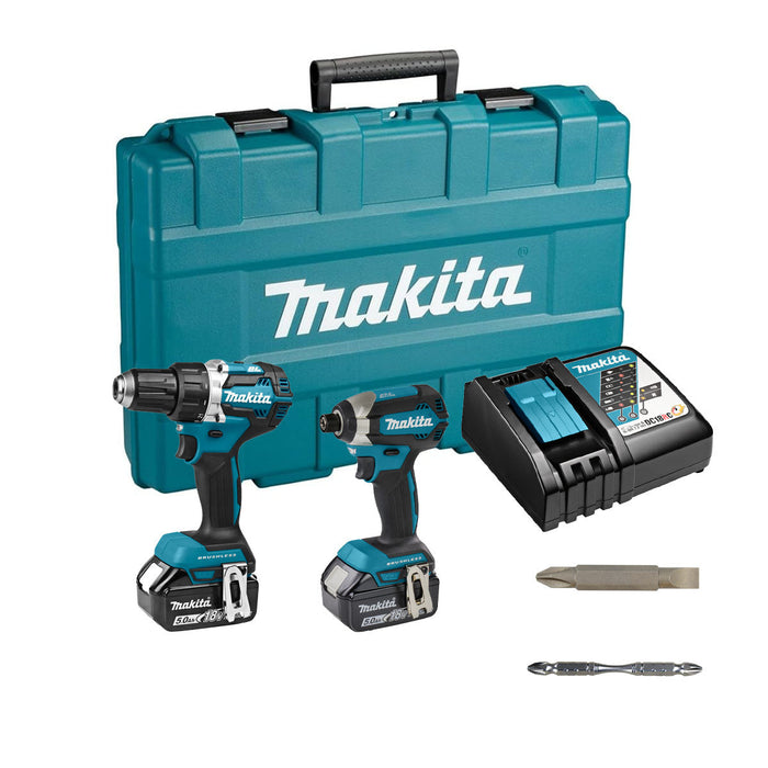 Bộ sản phẩm máy khoan búa và máy vặn vít Makita DLX2189T dùng Pin 18V LXT