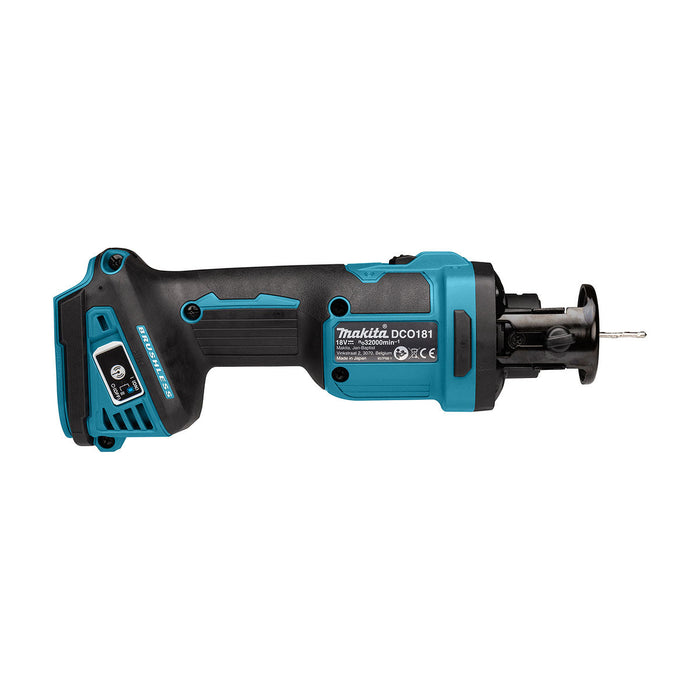 Máy cắt thạch cao Makita DCO181 dùng Pin 18V LXT đầu côn 3.18mm (1/8 inch), 6.35mm (1/4 inch), công nghệ kết nối không dây AWS