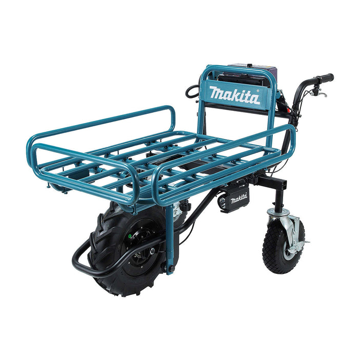 Xe đẩy hàng hóa Makita DCU180 dùng Pin 18V x2 LXT, dạng xe 3 bánh, tải trọng 130kg