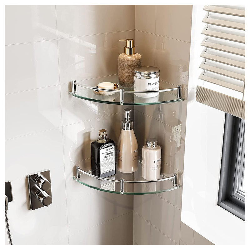 Kệ góc, mặt đế bằng kính cường lực Naphaco NC9201 chất liệu Inox 304 cao cấp