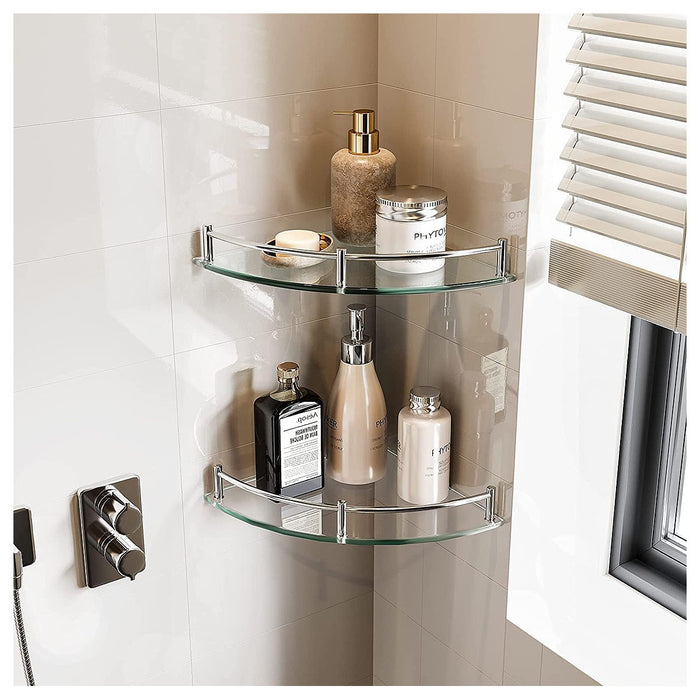 Kệ góc, mặt đế bằng kính cường lực Naphaco NC9201 chất liệu Inox 304 cao cấp