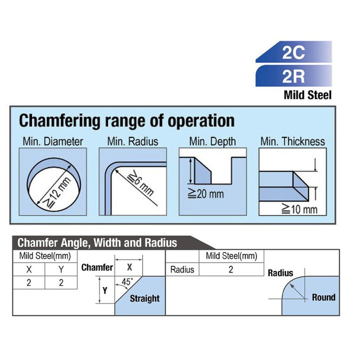 Máy vát mép kim loại dùng khí nén Nitto Kohki CB-02 vát mép tối đa 2mm, góc vát 45°