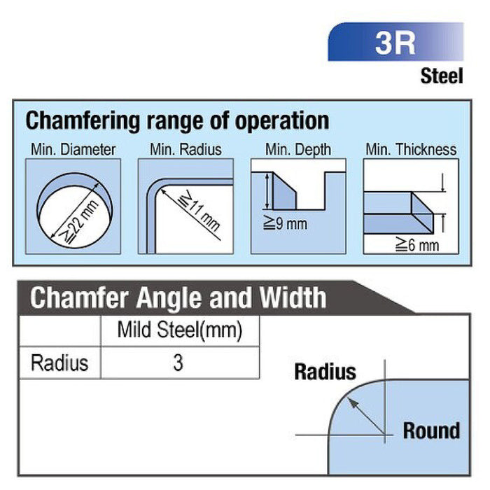 Máy vát mép kim loại dùng khí nén Nitto Kohki CBR-03 chỉ vát mép tròn, vát tối đa 3mm
