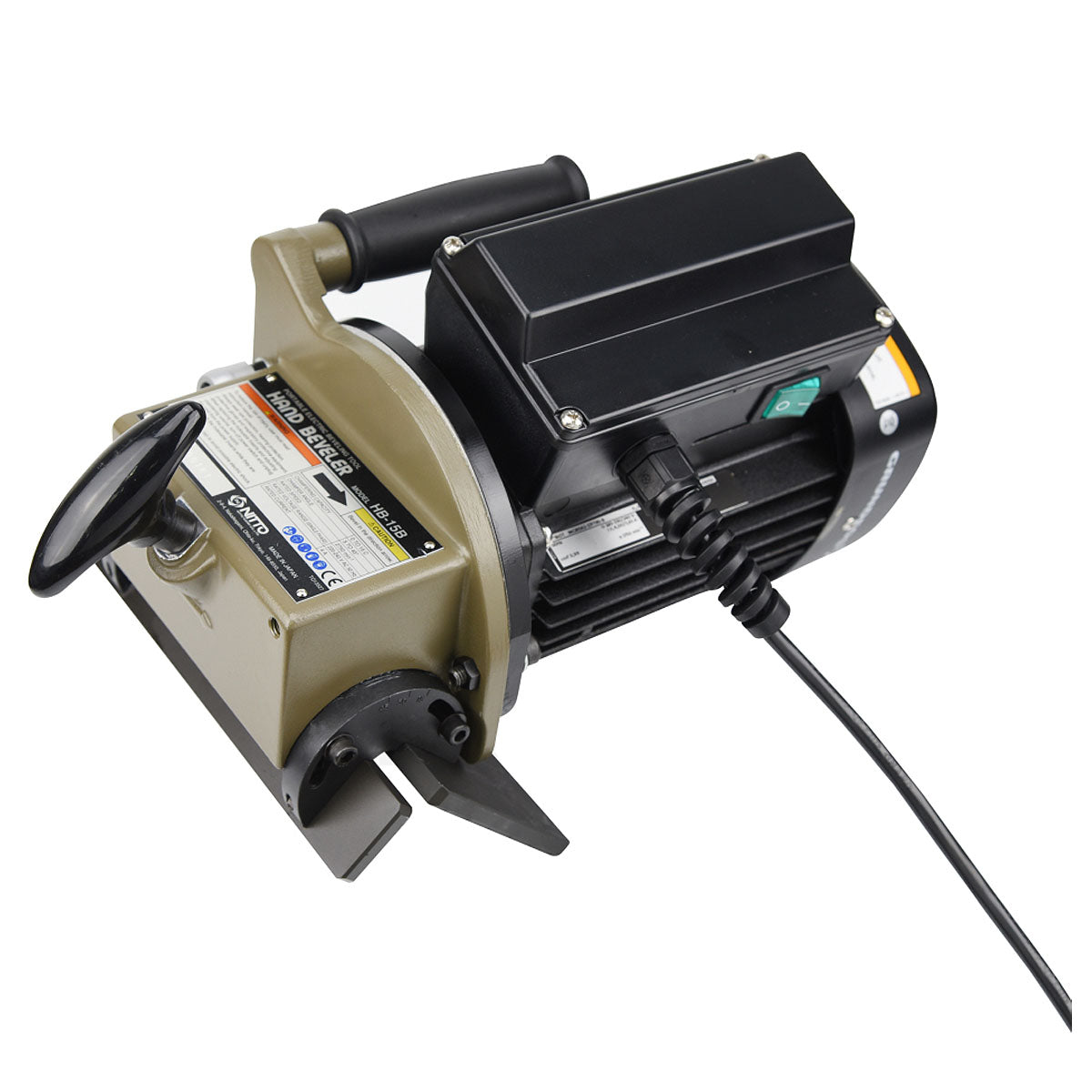 Máy vát mép kim loại Nitto Kohki HB-15B công suất 910W, vát mép tối đa 15mm, góc vát 15° - 45°