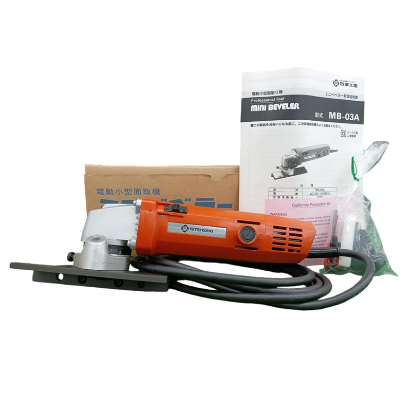 Máy vát mép kim loại Nitto Kohki MB-03A công suất 430W, vát mép tối đa 3mm, góc vát 45°