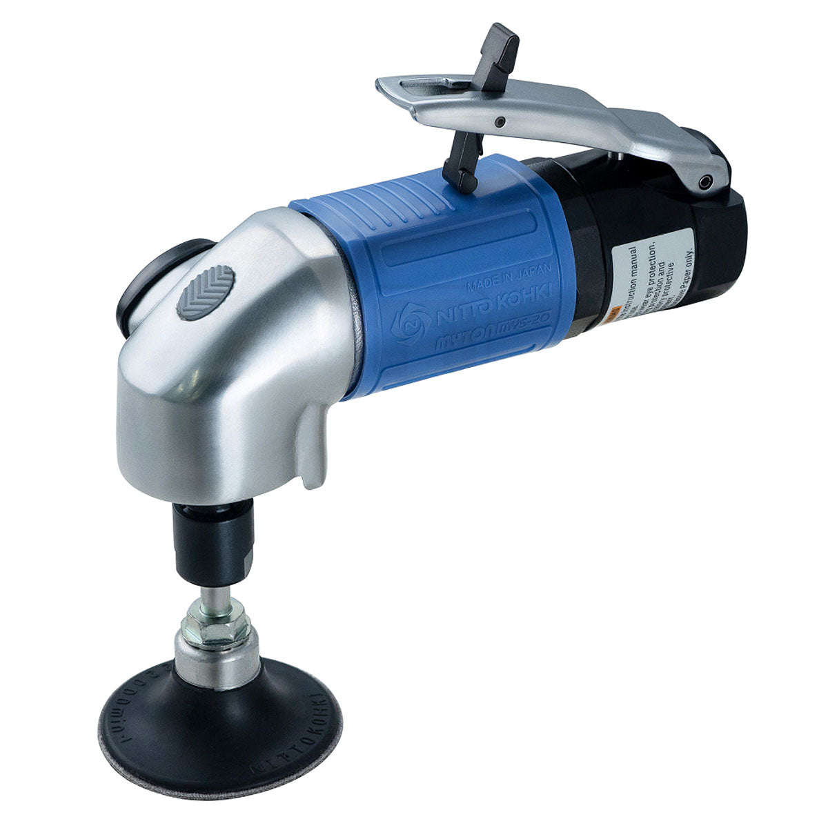 Máy chà nhám tròn dùng khí nén Nitto Kohki Myton MYS-20L đường kính đế nhám 25mm, 38mm, 50mm, công tắc bóp