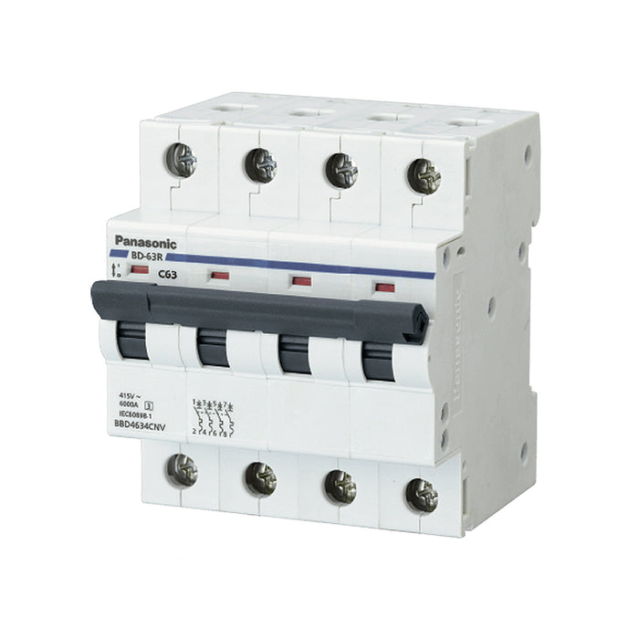 Cầu dao tự động MCB Panasonic, tải danh định từ 6A ~ 100A, dòng cắt từ 6kA ~ 10kA