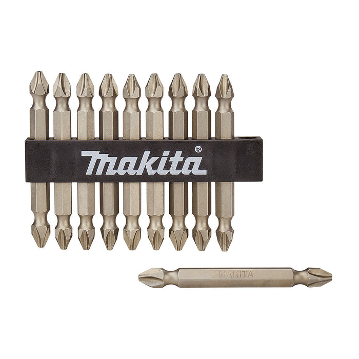 Vĩ 10 mũi vặn vít 2 đầu bake Makita D-33679 kích thước PH2 x 65mm, đuôi lục giác 6.35mm ( 1/4 inch ) ( Cấp 3 sao )