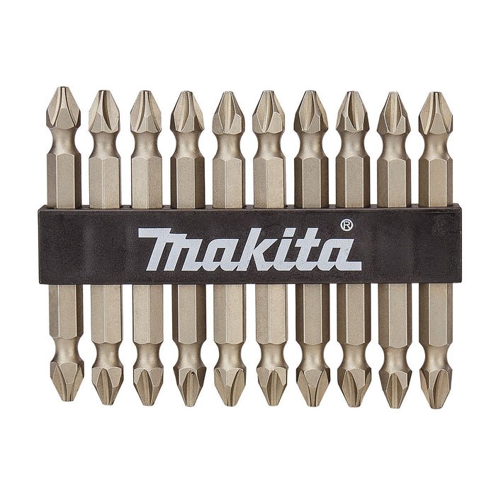 Vĩ 10 mũi vặn vít 2 đầu bake Makita D-33679 kích thước PH2 x 65mm, đuôi lục giác 6.35mm ( 1/4 inch ) ( Cấp 3 sao )