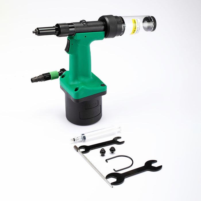 Máy rút  đinh ri vê tự động dùng khí nén kết hợp cơ chế thủy lực SATA, kích thước đinh tán từ Ø3.2 - Ø6.4. Lực rút từ 5800 - 19000N