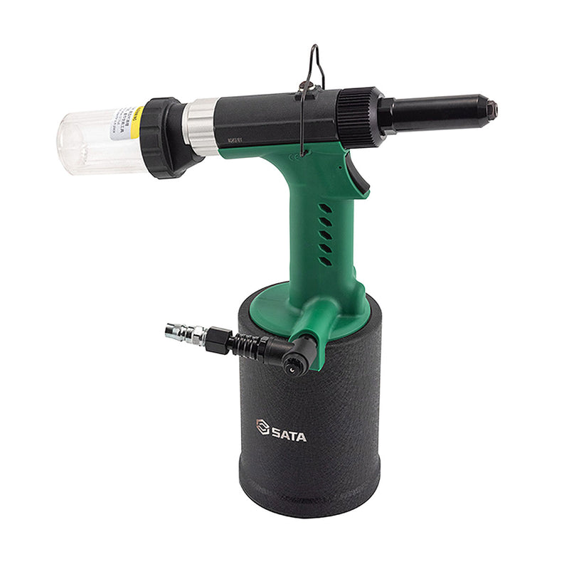 Máy rút  đinh ri vê tự động dùng khí nén kết hợp cơ chế thủy lực SATA, kích thước đinh tán từ Ø3.2 - Ø6.4. Lực rút từ 5800 - 19000N