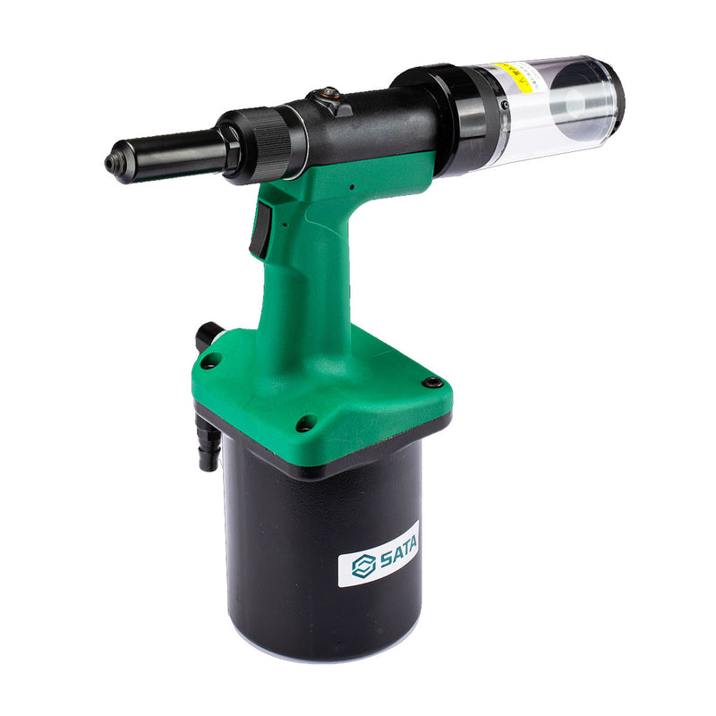 Máy rút  đinh ri vê tự động dùng khí nén kết hợp cơ chế thủy lực SATA, kích thước đinh tán từ Ø3.2 - Ø6.4. Lực rút từ 5800 - 19000N