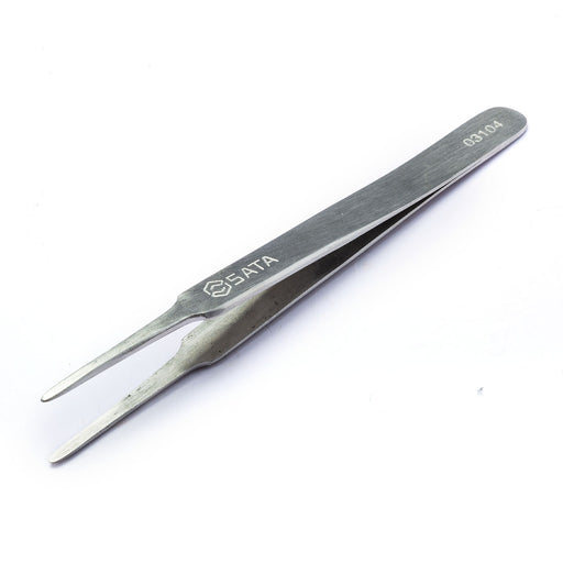 Nhíp gắp linh kiện điện tử SATA 03104, mũi tròn dẹp, inox, 120mm, chống ăn mòn, không nhiễm từ.