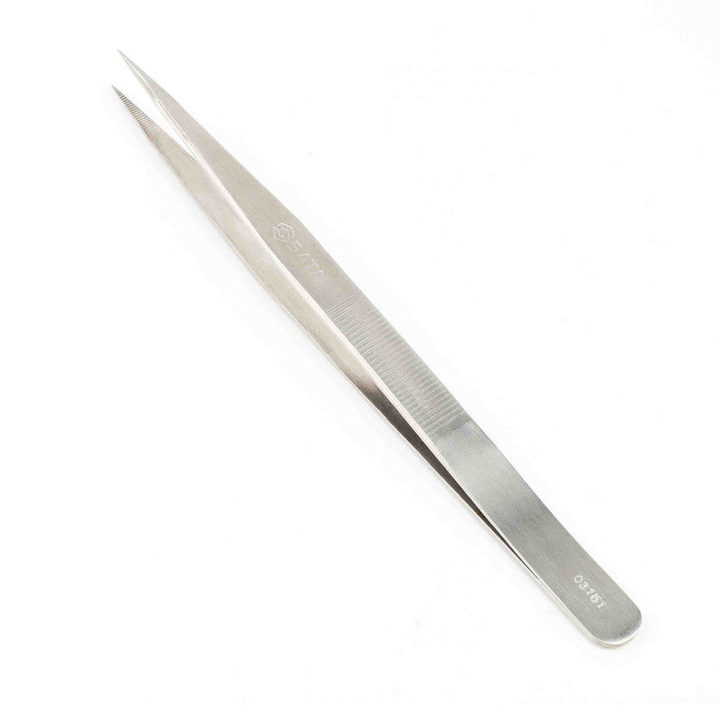 Nhíp gắp linh kiện điện tử, mũi nhọn có răng cưa, chất liệu Inox SATA 03151