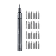 Bộ tua vít điện tử SATA 05108 24 chi tiết, thiết kế dạng bút, mũi vít thép S2, ứng dụng sửa chữa đa dạng.