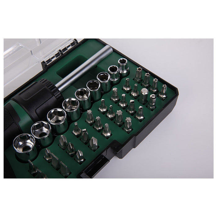 Bộ mũi vặn vít, kèm tay vặn dạng gập 42 chi tiết SATA 05111