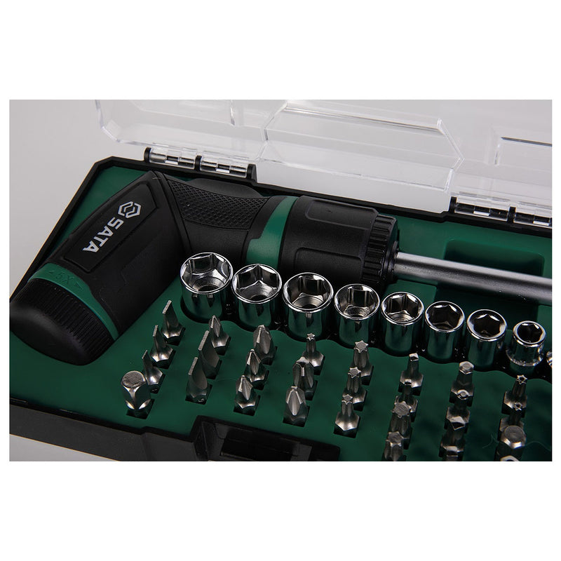 Bộ mũi vặn vít, kèm tay vặn dạng gập 42 chi tiết SATA 05111