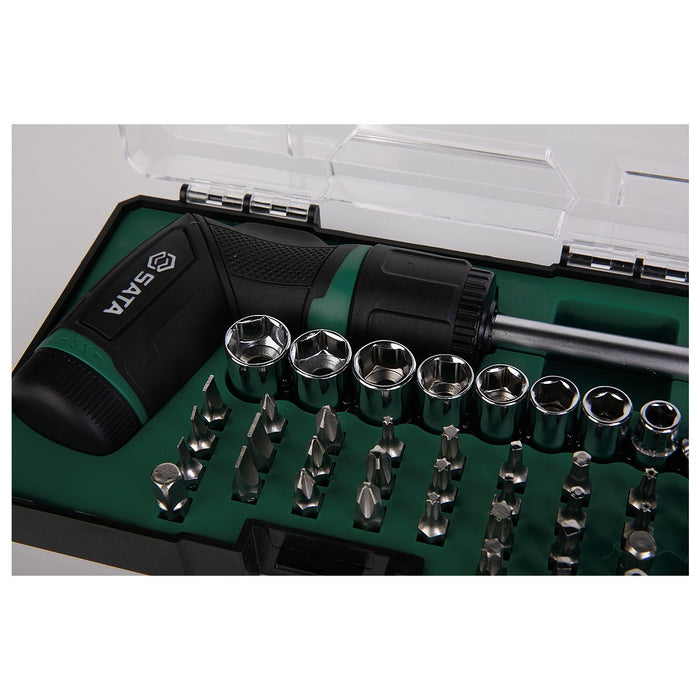 Bộ mũi vặn vít, kèm tay vặn dạng gập 42 chi tiết SATA 05111