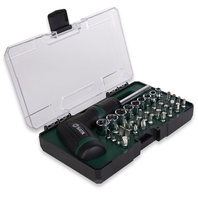 Bộ đầu tuýp và mũi vặn vít đa năng dạng gập 42 chi tiết SATA 05111