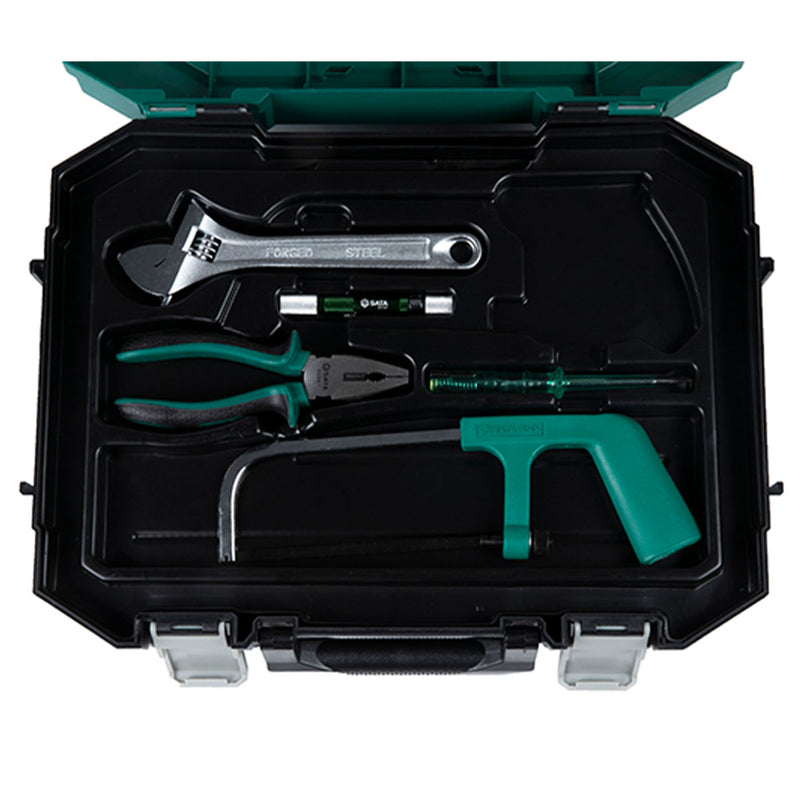 Bộ máy khoan gỗ thép dùng Pin 12V và dụng cụ cầm tay 77 chi tiết SATA 05152B