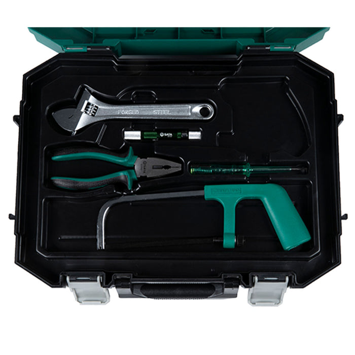 Bộ máy khoan gỗ thép dùng Pin 12V và dụng cụ cầm tay 77 chi tiết SATA 05152B