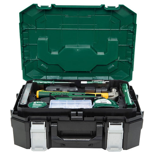 Bộ máy khoan búa 88 chi tiết SATA 05152 dùng pin 18V, dụng cụ sửa chữa đa năng, hộp đựng gọn gàng.