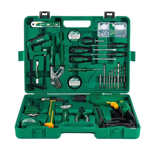 Bộ máy khoan gỗ thép và dụng cụ tổng hợp 58 chi tiết SATA 05156 - giải pháp sửa chữa đa năng, đầy đủ trang bị cho mọi gia đình.