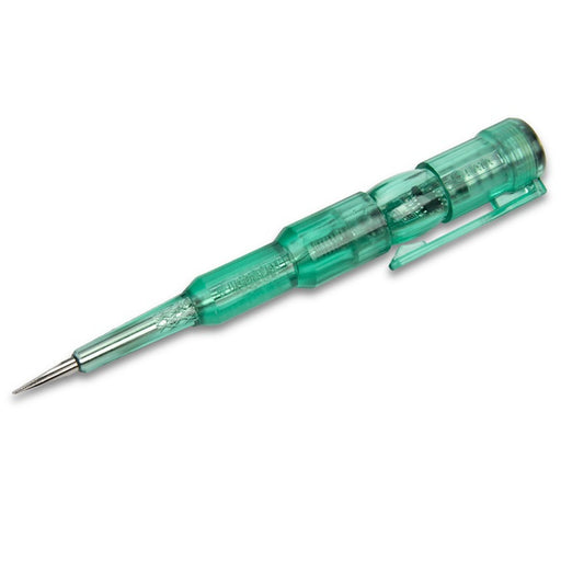 Bút thử điện SATA 05241, phát hiện AC 100-250V, thân nhựa xanh trong suốt, mũi thép không gỉ, báo LED.