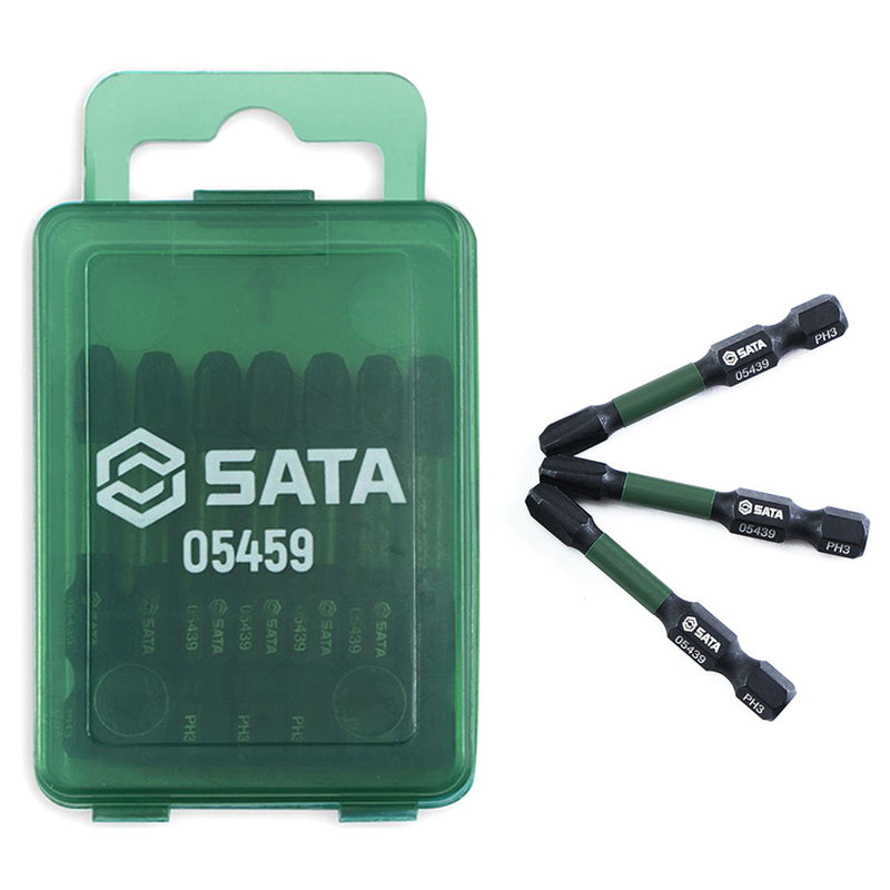 Hộp 10 mũi vặn vít đầu bake SATA 05439 PH3 x 50mm, thép S2, đuôi lục giác 1/4 inch