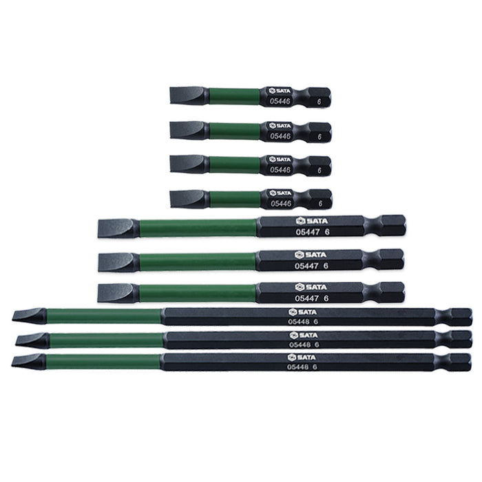 Hộp 10 mũi vặn vít đầu dẹp SATA 05469 kích thước SL6, chiều dài từ 50mm - 150mm