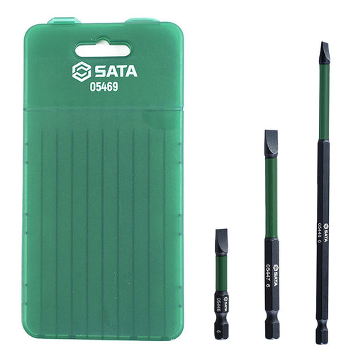 Hộp 10 mũi vít dẹp SATA 05469 SL6 chống va đập đa kích thước 50-150mm, đuôi lục giác 6.35mm.